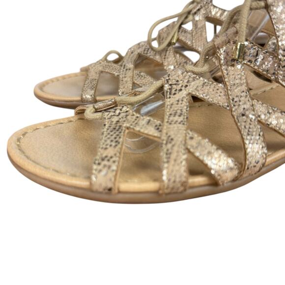 Naturalizer N5 Comfort Whimsy Golden Snakeskin Gladiator Sandals Shoes Flats 11 - Picture 8 of 16